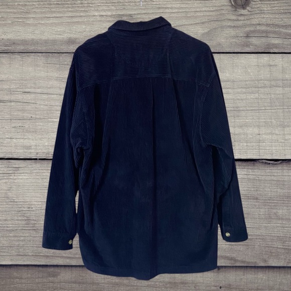 Vintage Corduroy Navy Blue Zip Up Shacket Oversized Baggy Jacket Streetwear Mens - Picture 5 of 16